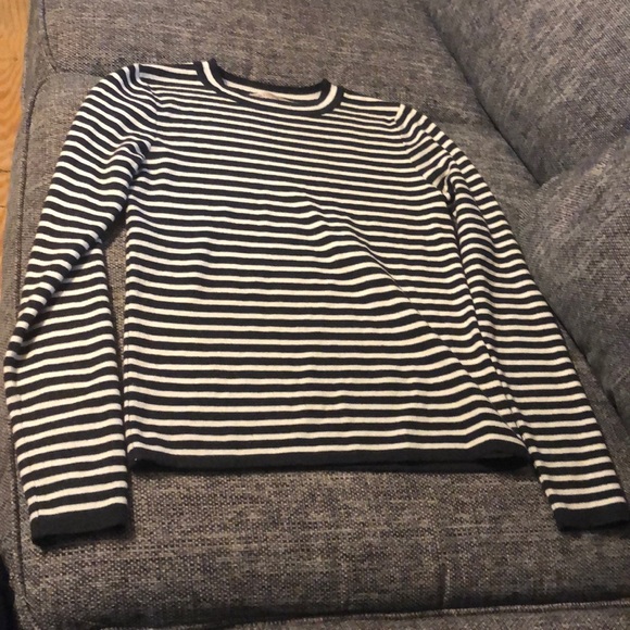 Philosophy Sweaters - Philosophy Black White Striped Crew Neck Sweater M